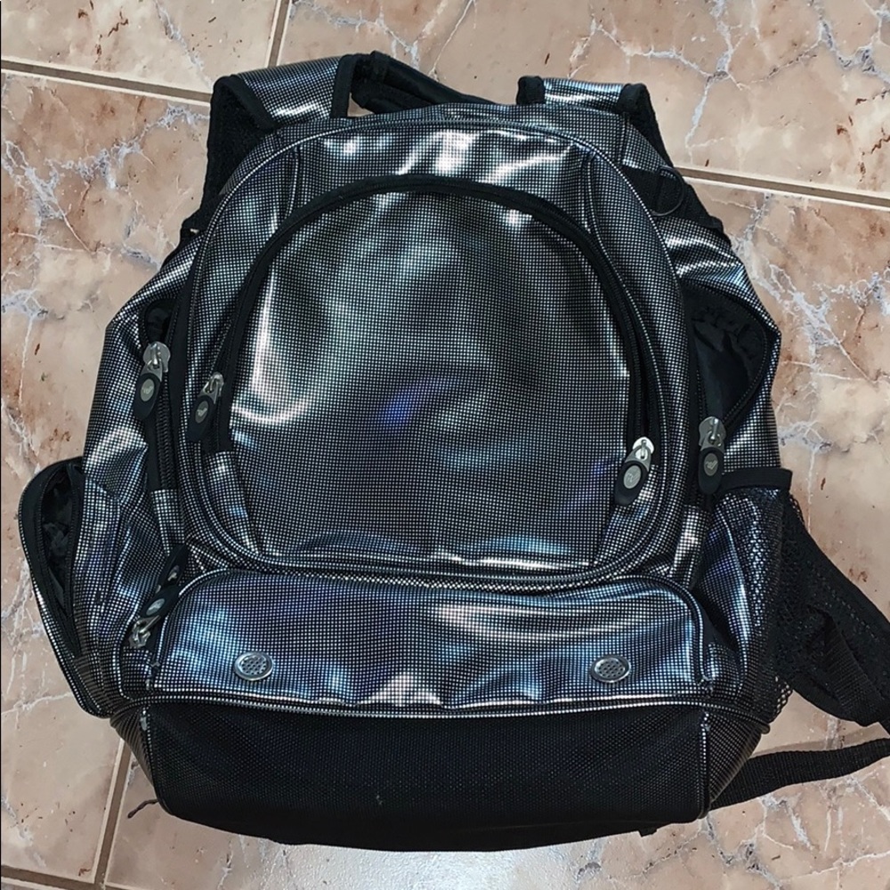EUC - Varsity Backpack silver shiny, great bag